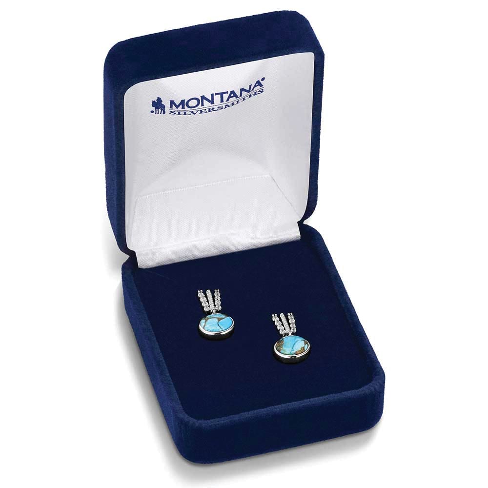 Montana Silversmiths ER6483 Earrings, Drop, Women's, Trailing, Cubic Zirconia, Turquoise Gemstone, Turquoise Gemstone