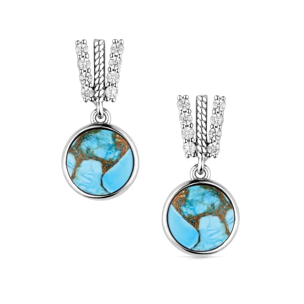 Montana Silversmiths ER6483 Earrings, Drop, Women's, Trailing, Cubic Zirconia, Turquoise Gemstone, Turquoise Gemstone