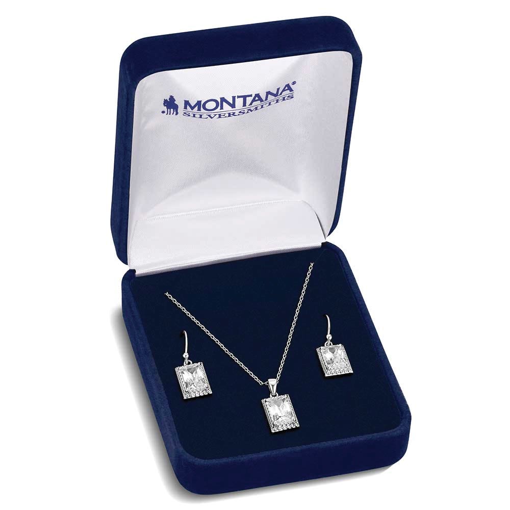 Montana Silversmiths JS6449 Jewelry Set, Women's, One-Size, Play Your Cards, Cubic Zirconia Gemstone, Clear Gemstone