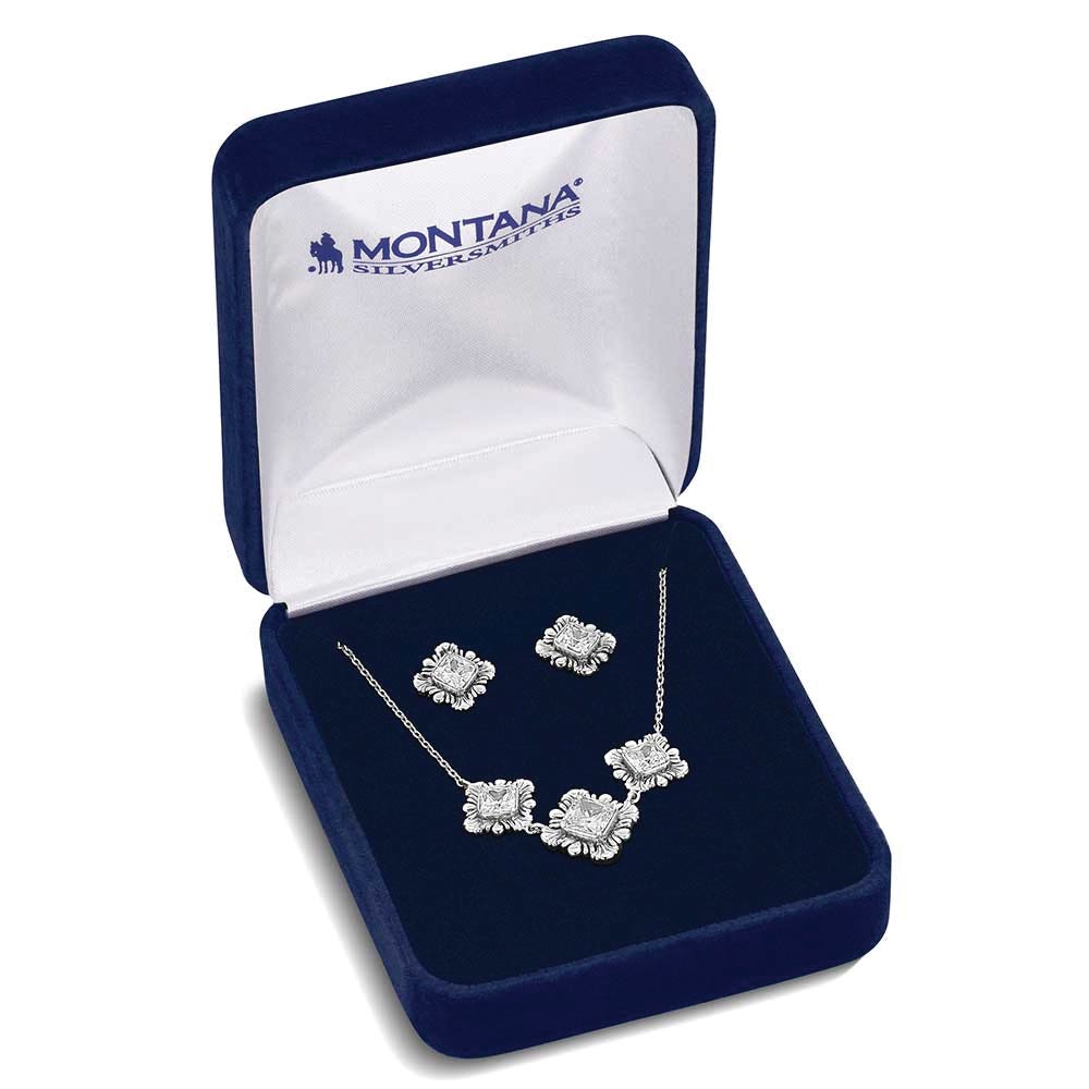 Montana Silversmiths JS6450 Jewelry Set, One-Size, Dance, Cubic Zirconia Gemstone, Brass/Stainless Steel