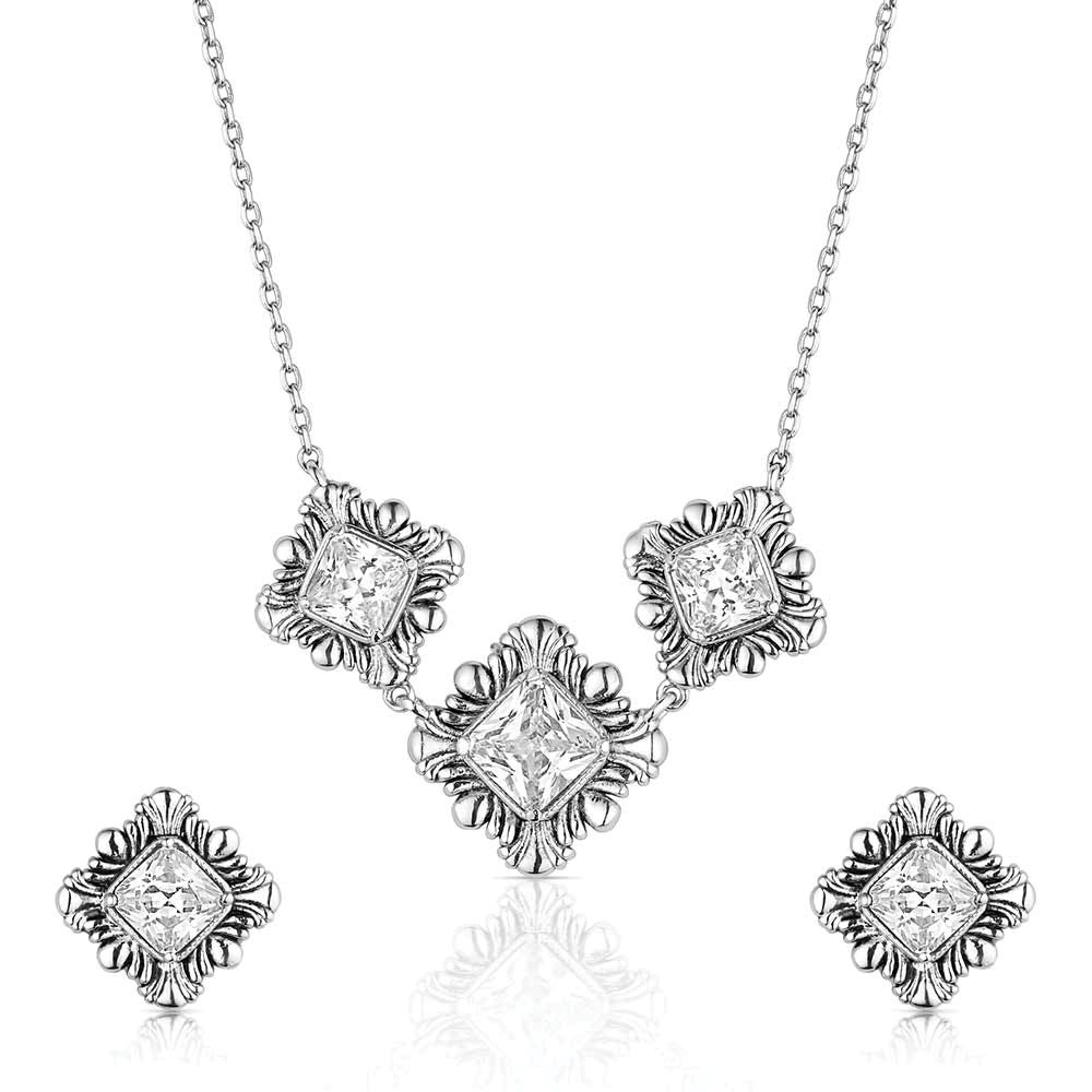 Montana Silversmiths JS6450 Jewelry Set, One-Size, Dance, Cubic Zirconia Gemstone, Brass/Stainless Steel