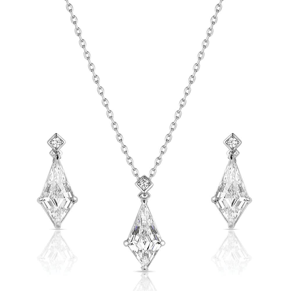 Montana Silversmiths JS6454 Jewelry Set, One-Size, Apex Summit, Cubic Zirconia Gemstone, Brass/Stainless Steel