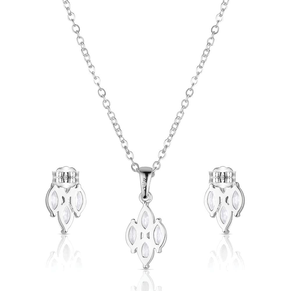 Montana Silversmiths JS6458 Jewelry Set, One-Size, Snowdrift Cluster, Cubic Zirconia Gemstone, Brass/Stainless Steel