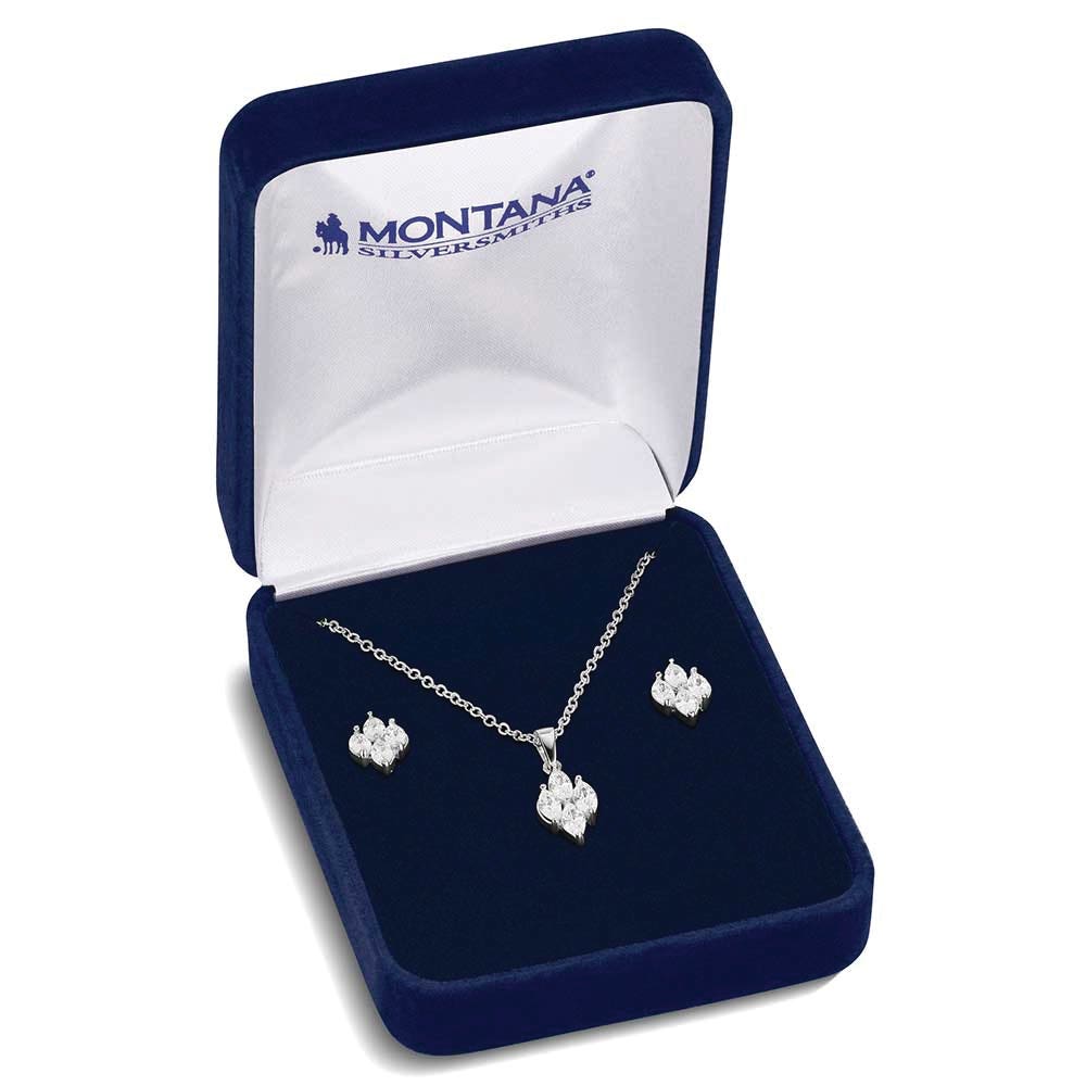 Montana Silversmiths JS6458 Jewelry Set, One-Size, Snowdrift Cluster, Cubic Zirconia Gemstone, Brass/Stainless Steel