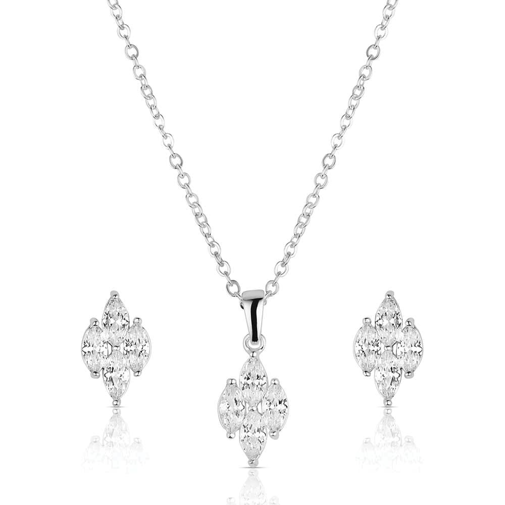 Montana Silversmiths JS6458 Jewelry Set, One-Size, Snowdrift Cluster, Cubic Zirconia Gemstone, Brass/Stainless Steel