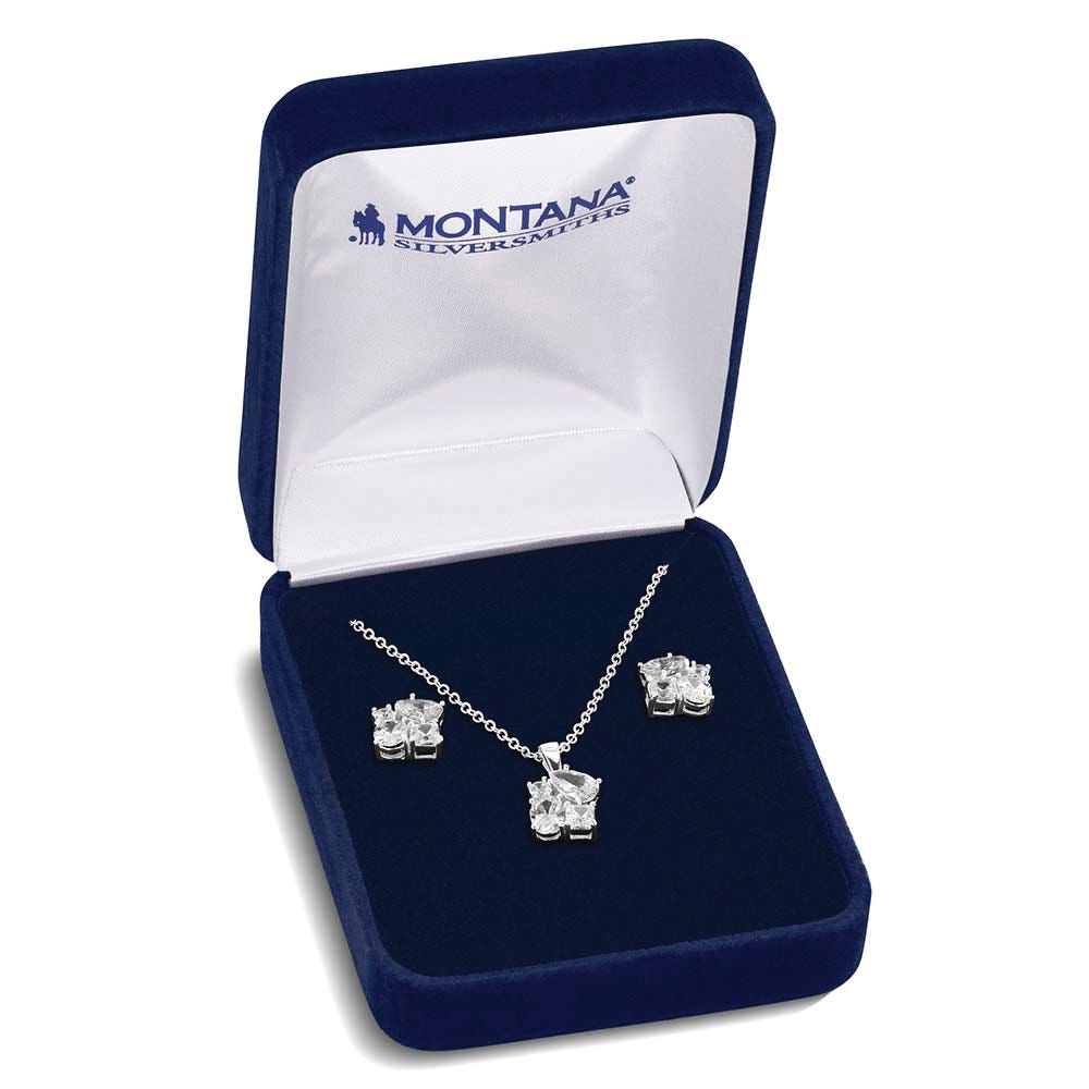 Montana Silversmiths JS6461 Jewelry Set, Women's, One-Size, Hitch N Post Cluster, Cubic Zirconia Gemstone