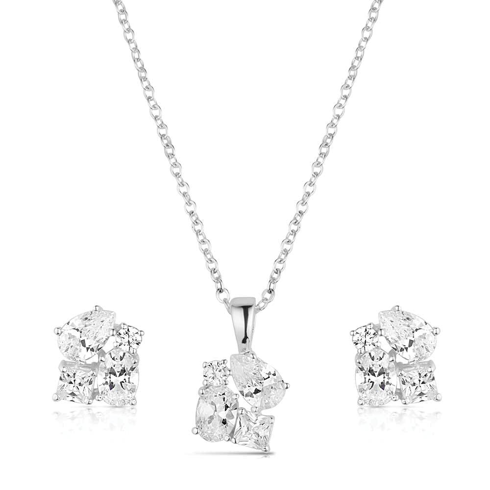 Montana Silversmiths JS6461 Jewelry Set, Women's, One-Size, Hitch N Post Cluster, Cubic Zirconia Gemstone