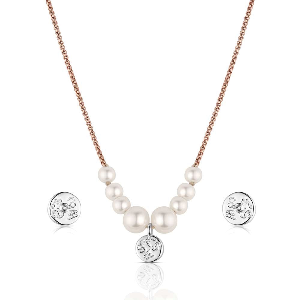Montana Silversmiths JS6467 Jewelry Set, Women's, One-Size, Pearl of the Plains, Pearl Gemstone, Brass/Stainless Steel