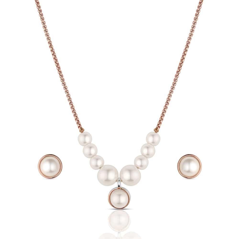 Montana Silversmiths JS6467 Jewelry Set, Women's, One-Size, Pearl of the Plains, Pearl Gemstone, Brass/Stainless Steel