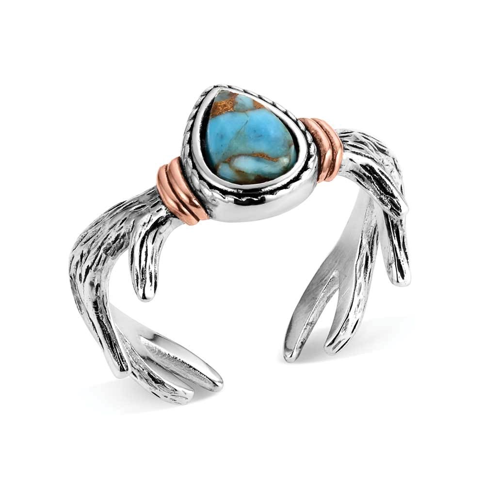 Montana Silversmiths KTRG6427 Ring, Open Cuff, Mountain Monarch, Turquoise Gemstone, Sterling Silver
