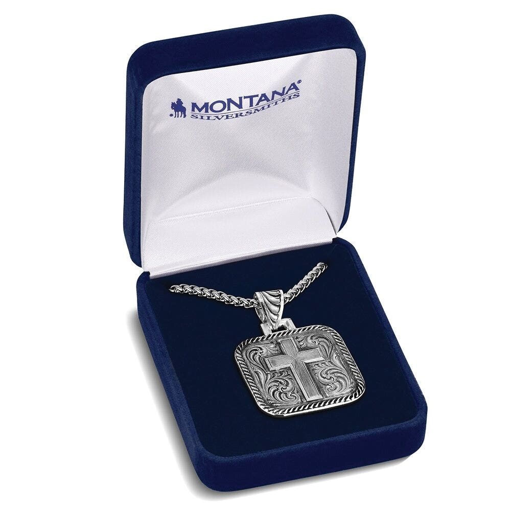 Montana Silversmiths NC6411 Necklace, Men's, Ironwood Cross, Brass