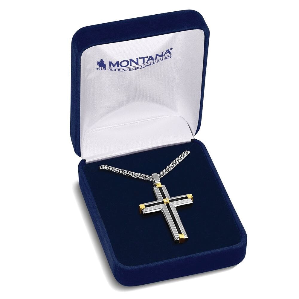 Montana Silversmiths NC6436 Necklace, Men's, One-Size, Golden Points Cross, Stainless Steel