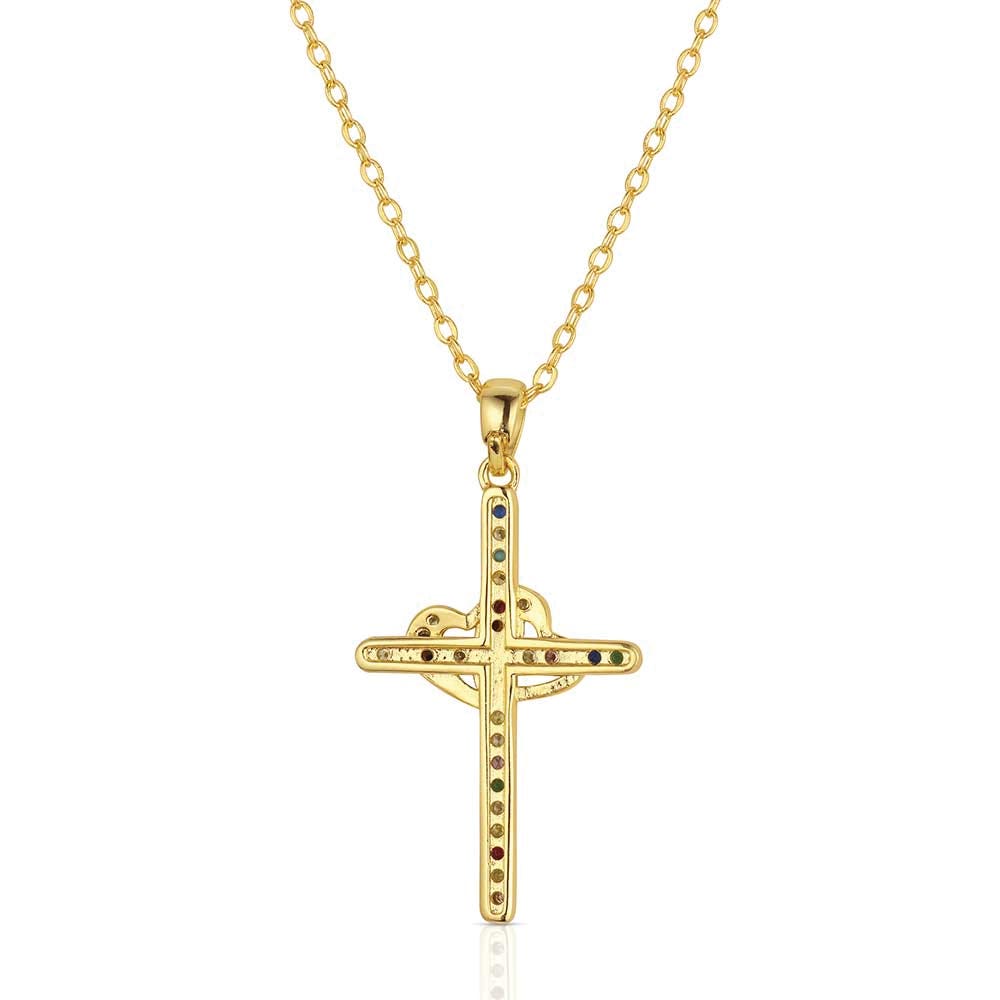 Montana Silversmiths NC6475 Necklace, Women's, One-Size, Northern Lights Cross, Cubic Zirconia Gemstone, Brass