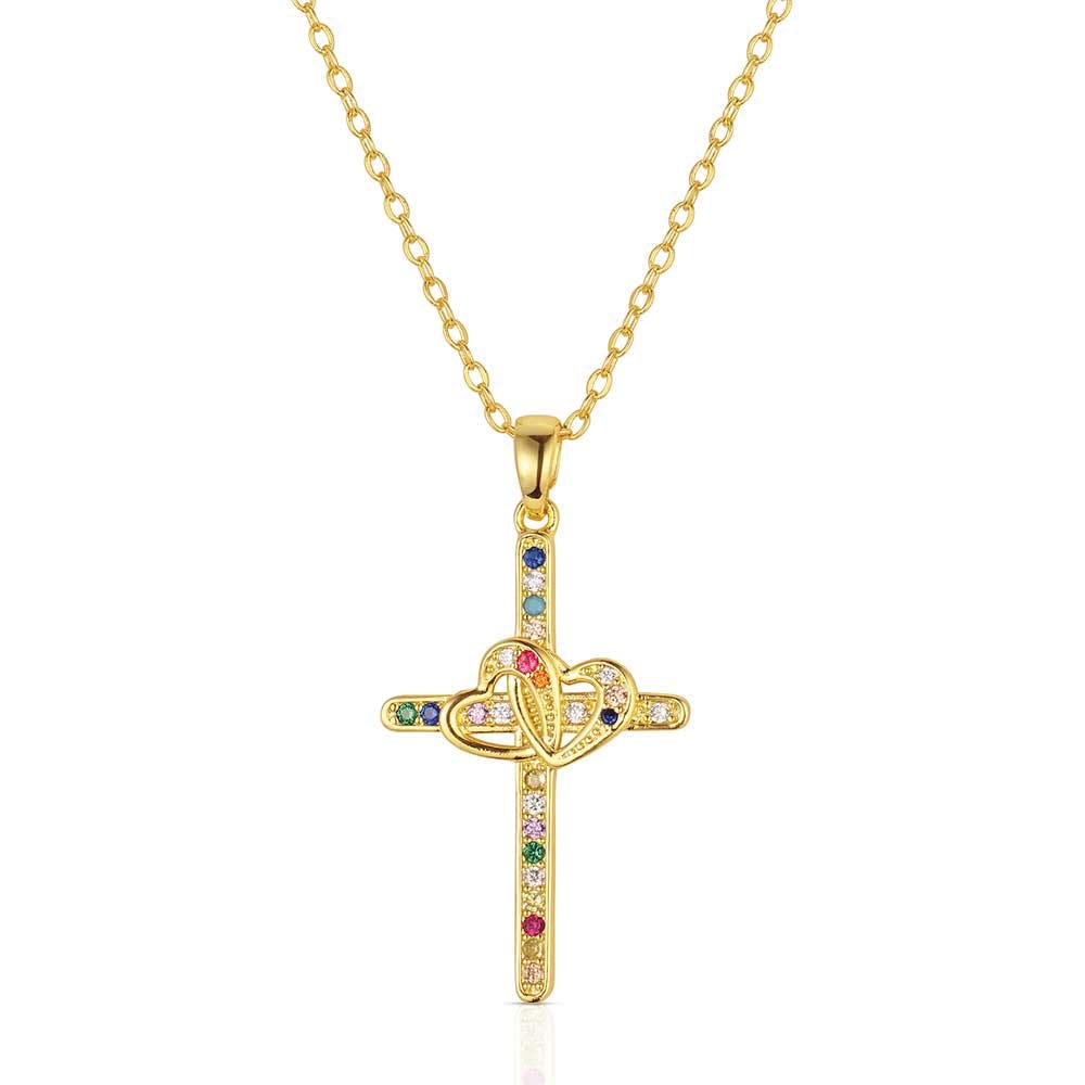 Montana Silversmiths NC6475 Necklace, Women's, One-Size, Northern Lights Cross, Cubic Zirconia Gemstone, Brass