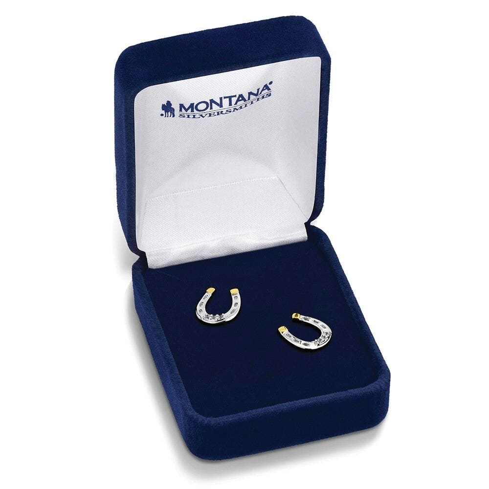 Montana Silversmiths QER6429 Earrings, Stud, Women's, Lucky Harmony, Cubic Zirconia Gemstone, Brass/Stainless Steel