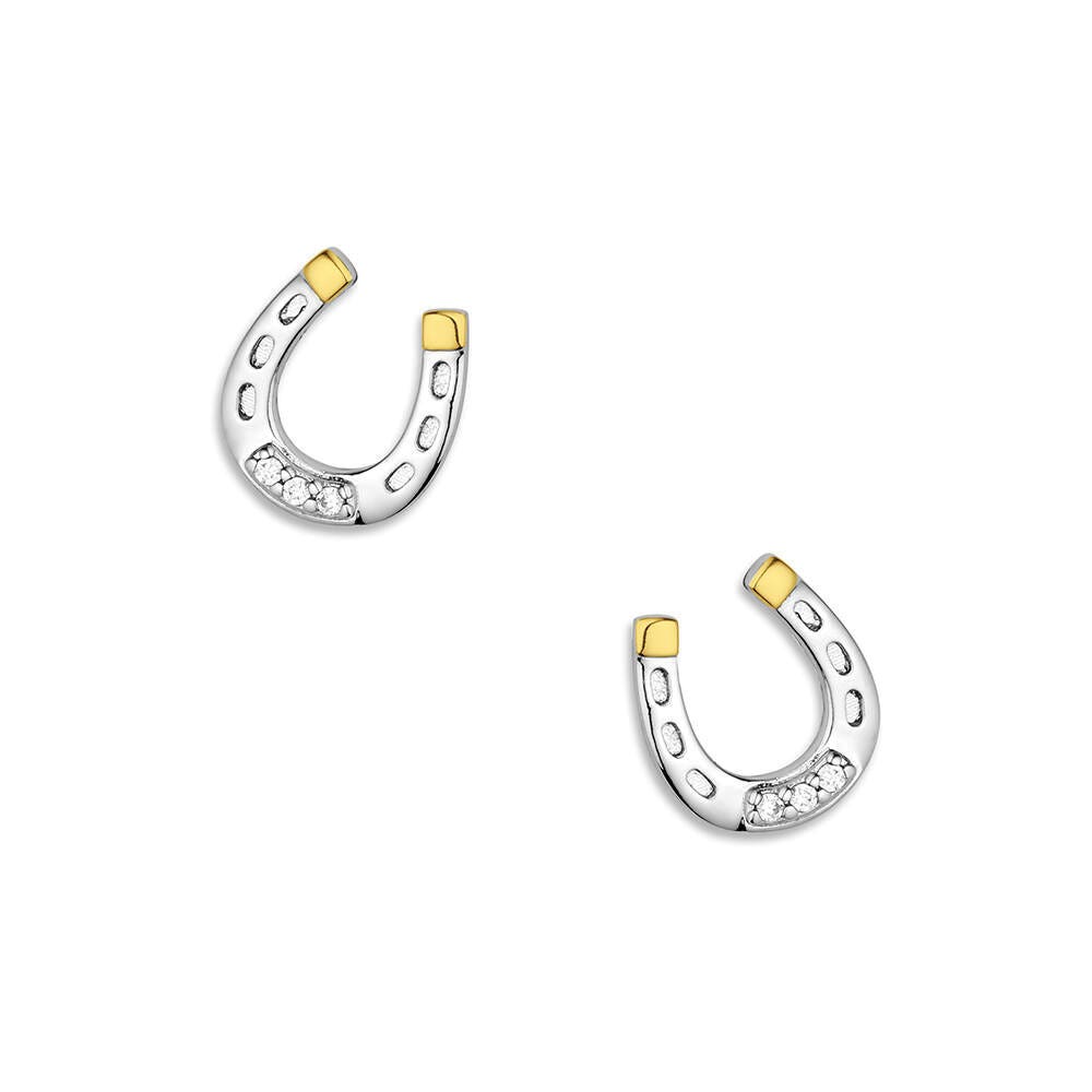 Montana Silversmiths QER6429 Earrings, Stud, Women's, Lucky Harmony, Cubic Zirconia Gemstone, Brass/Stainless Steel