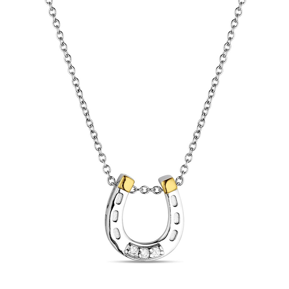 Montana Silversmiths QNC6429 Necklace, Women's, One-Size, Lucky Harmony, Cubic Zirconia Gemstone, Clear Gemstone, Brass