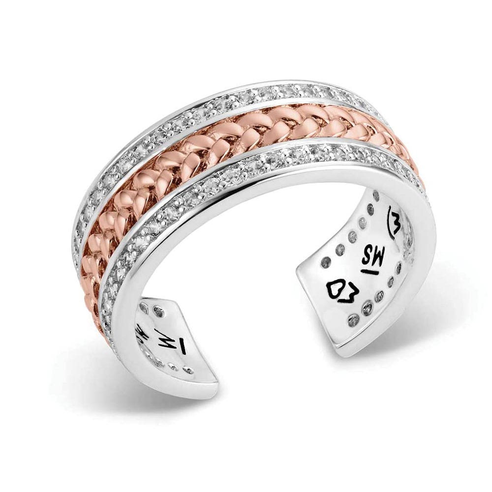 Montana Silversmiths RG6446 Open Ring, Cuff, Women's, One-Size, High Prairie, Cubic Zirconia Gemstone, Clear Gemstone