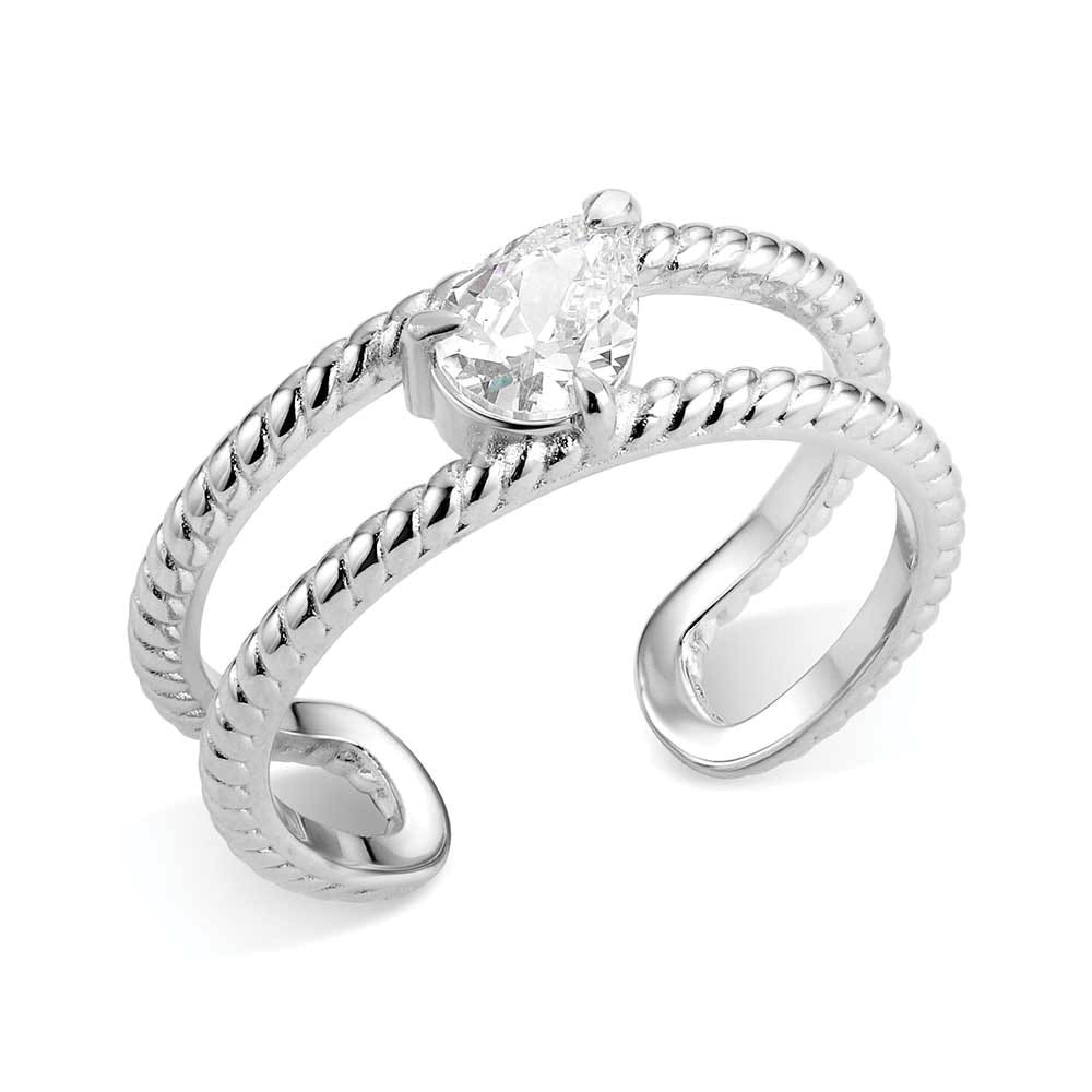 Montana Silversmiths RG6455 Ring, Women's, One-Size, Wandering Trail, Cubic Zirconia Gemstone, Clear Gemstone