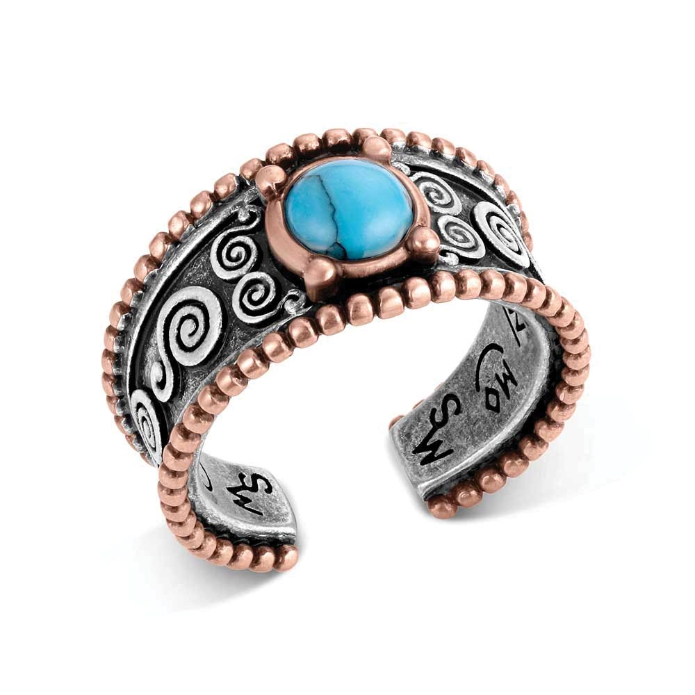 Montana Silversmiths RG6480 Ring, Cuff, Women's, One-Size, Sienna Canyon, Turquoise Gemstone, Blue Gemstone, Brass
