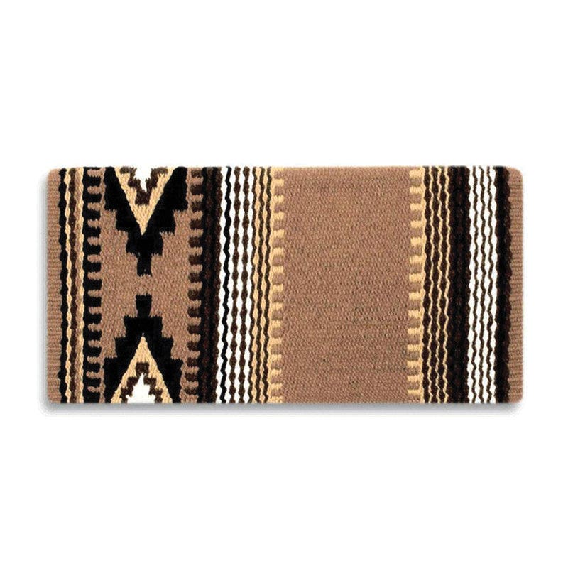 Mayatex Cowtown Series 1332-2 Saddle Blanket, New Zealand Wool, Black/Cheepskin/Chestnut/Cream/Fawn