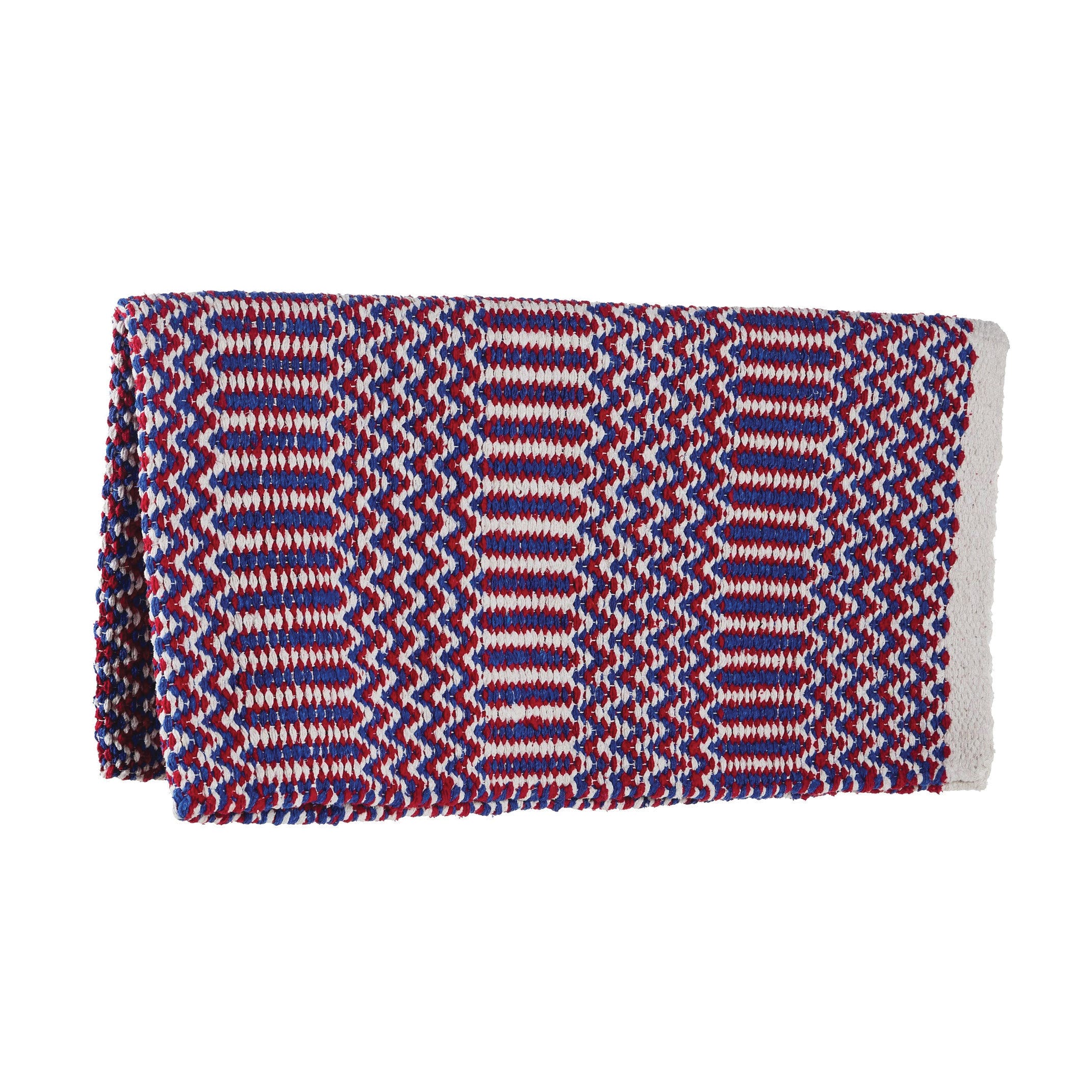 Mayatex 1340-76 Double Weave Saddle Blanket, Acrylic Blend, Blue/Cream/Red