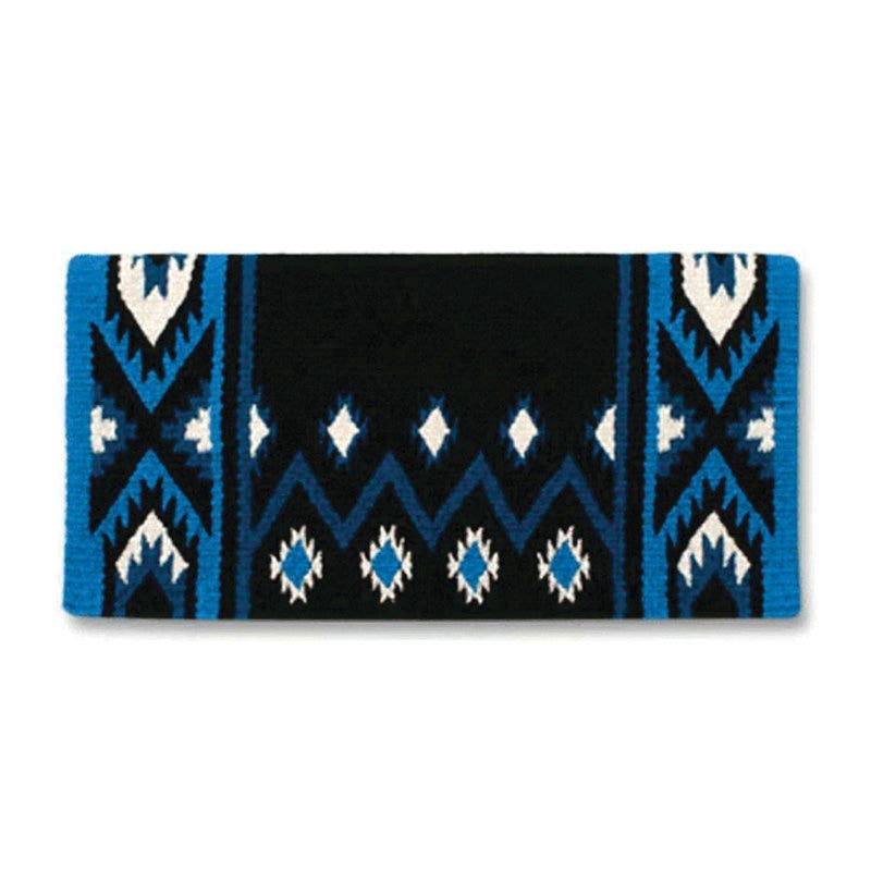 Mayatex New Phoenix Series 1431-6 Saddle Blanket, New Zealand Wool, Black/Ocean Blue/Turquoise