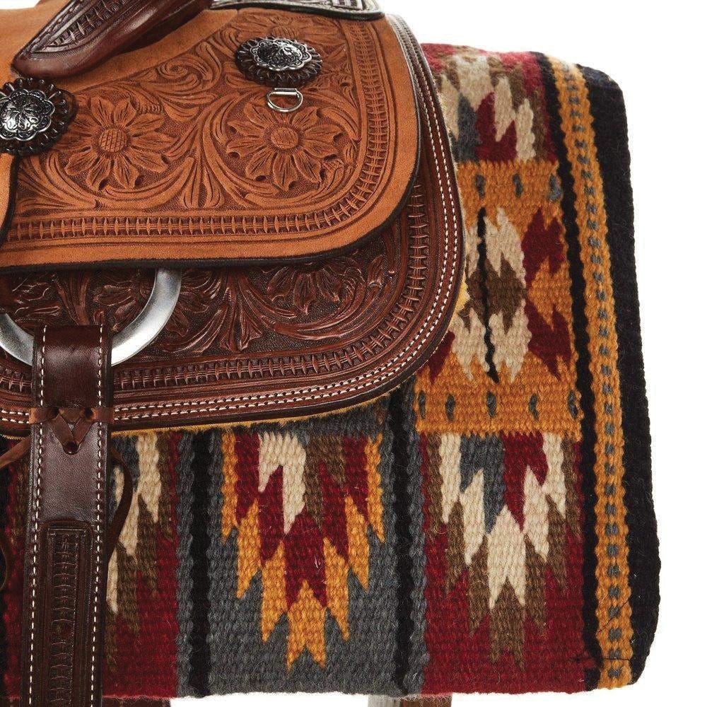 Mayatex 1469-1 Saddle Blanket, New Zealand Wool, Black/Red Earth/Umber