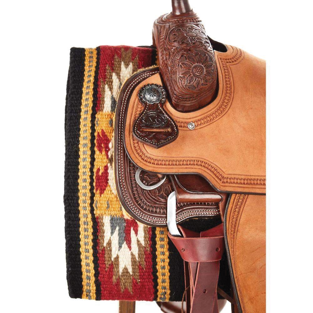 Mayatex 1469-1 Saddle Blanket, New Zealand Wool, Black/Red Earth/Umber