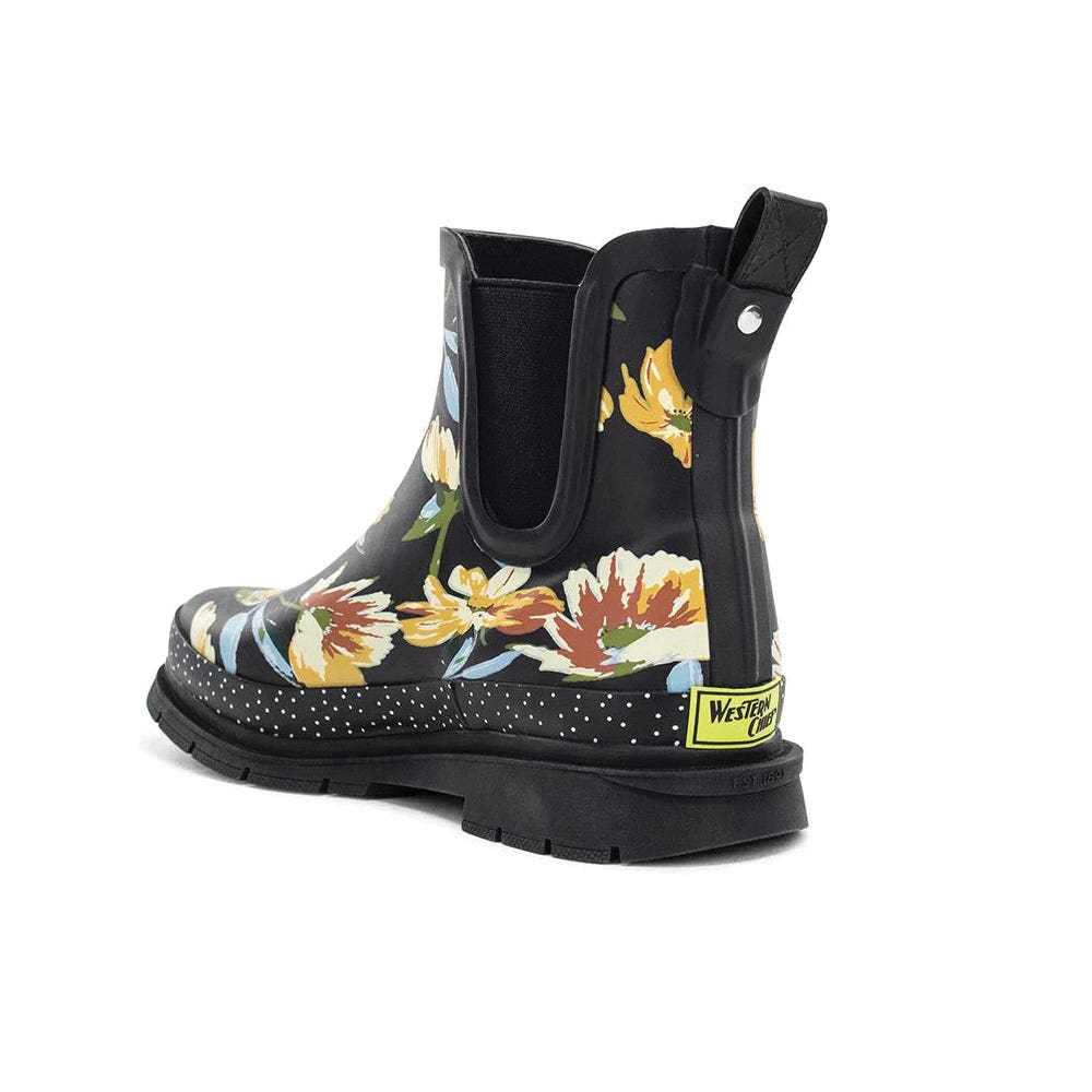 Western Chief 21409418P-BLK-8 Rain Boots, 8, Floral, Black, Rubber Upper