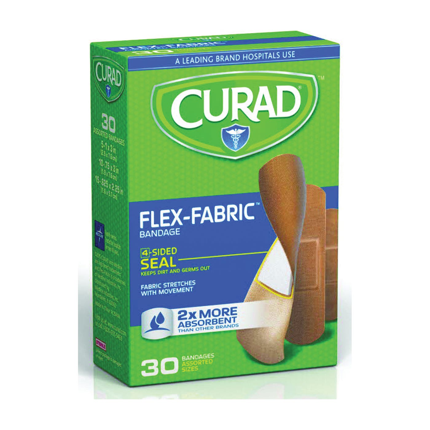 Curad Adhesive Bandage, Fabric Bandage, 24 CS, Brown