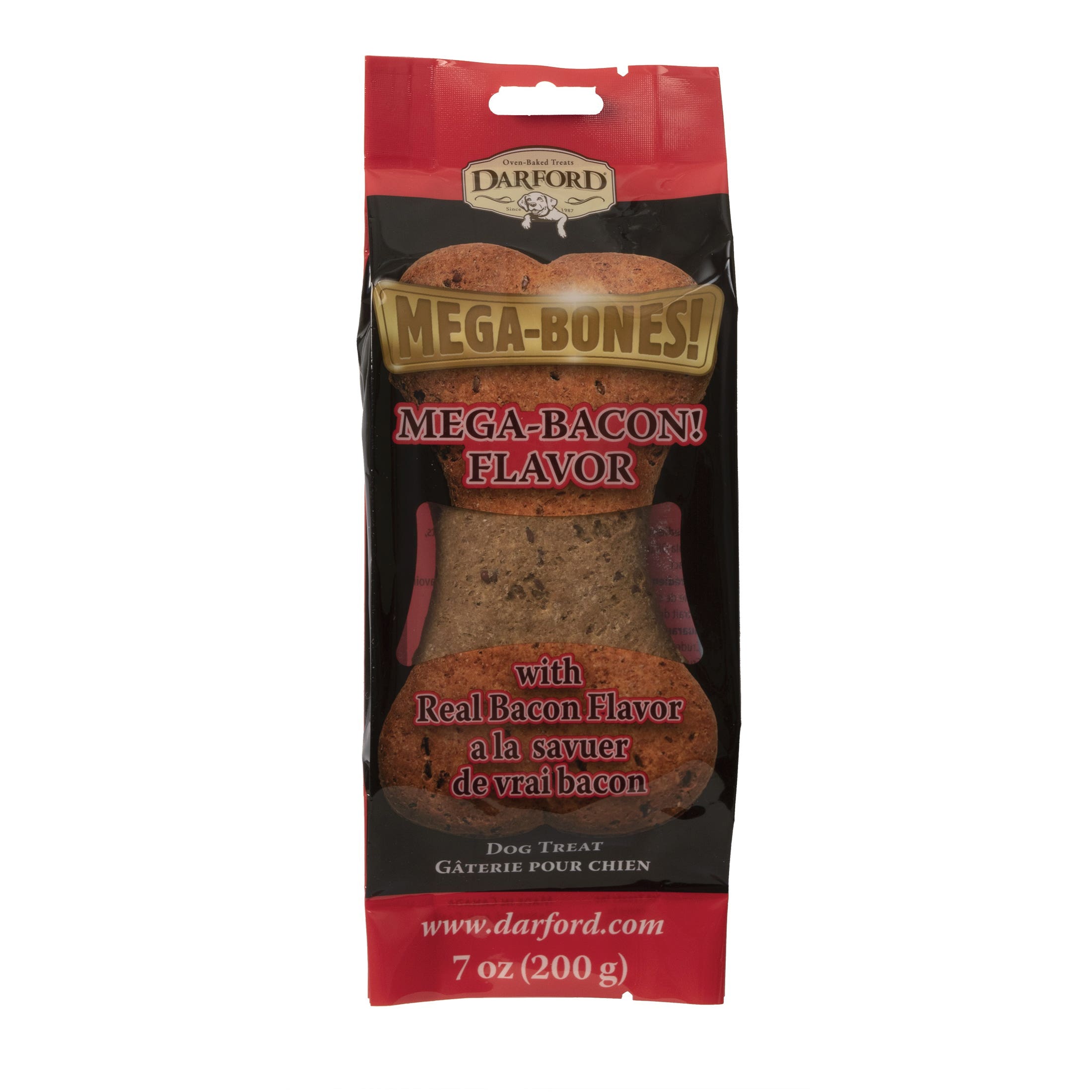 Darford Mega Bones Dog Treat Mega, Bacon, 7 oz