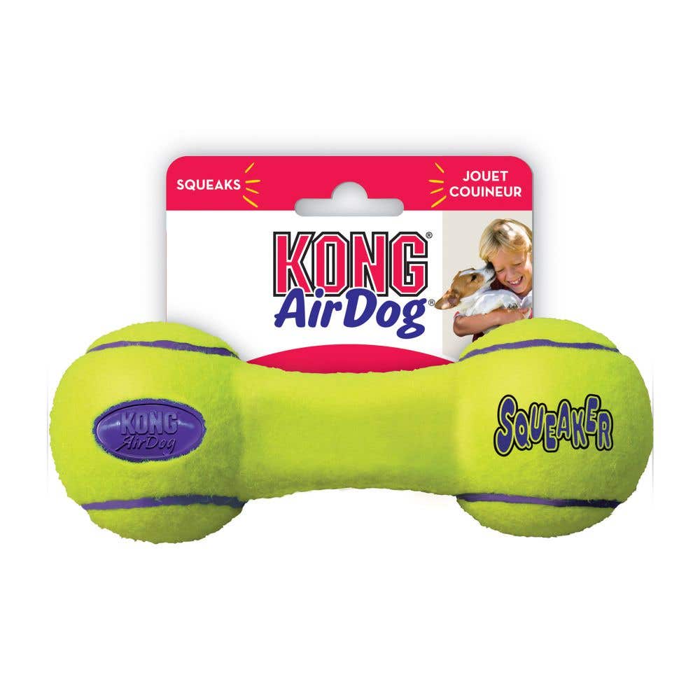 Kong AirDog Dog Toy, S, Dumbbell, Fabric, Yellow