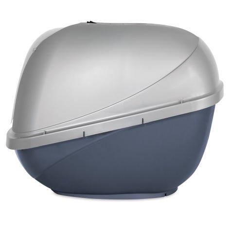 Petmate 42090 Basic Litter Pan, 15.2 in W, 18.8 in D, Plastic/Steel, Blue/Pearl Silver