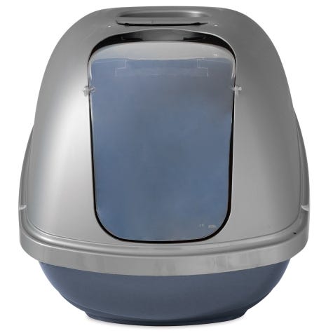 Petmate 42090 Basic Litter Pan, 15.2 in W, 18.8 in D, Plastic/Steel, Blue/Pearl Silver