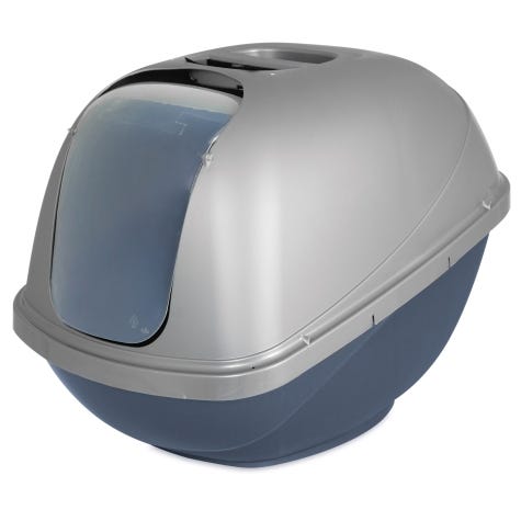 Petmate 42090 Basic Litter Pan, 15.2 in W, 18.8 in D, Plastic/Steel, Blue/Pearl Silver