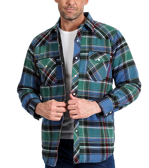 Wrangler Men's Long Sleeve Quilted Lining Flannel Shirt Jacket- 3X,Tall