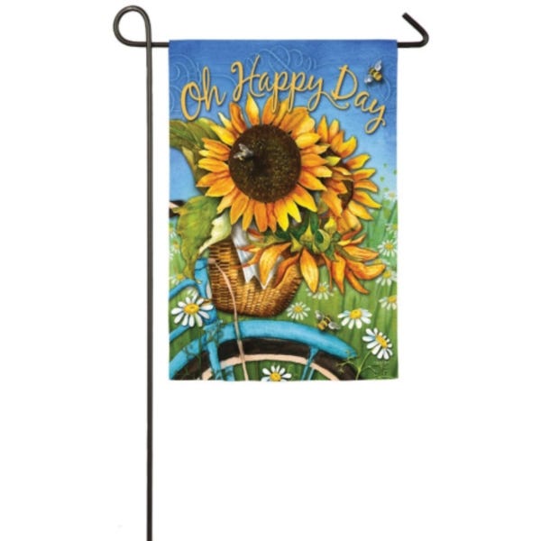 Evergreen Flag Garden Flag, 18 in L, 12-1/2 in W, Floral and Botanical Art, Oh Happy Day, Poly-Suede