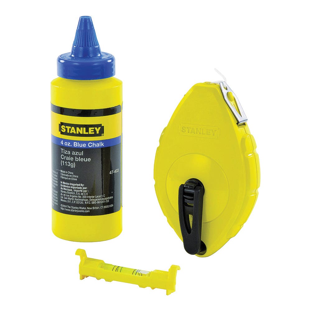 STANLEY 47-442 Chalk Box Set, 4 oz Chalk Capacity, 100 ft L Line, 3:1 Gear Ratio
