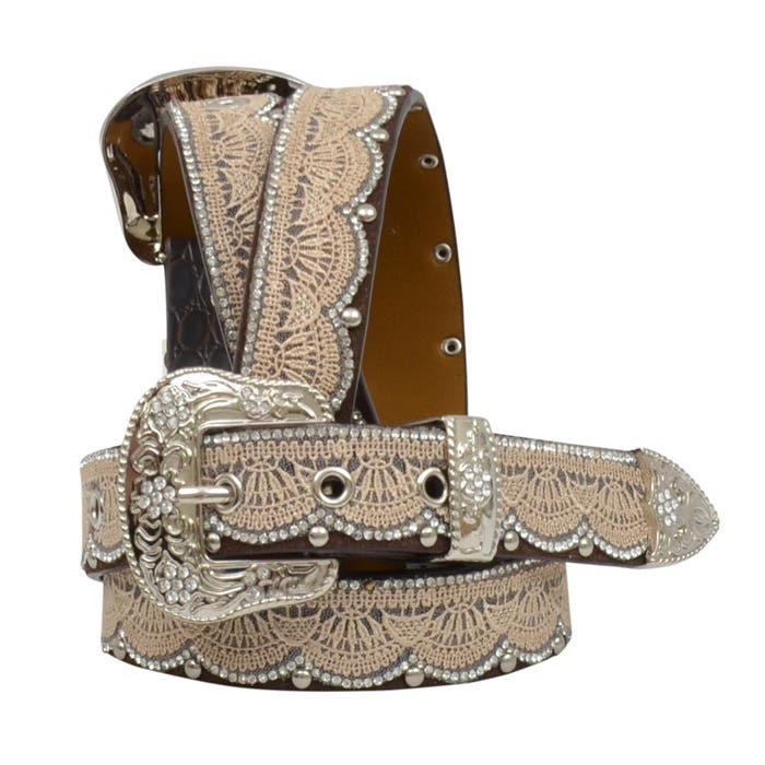 Angel Ranch Fashion Belt, Girl's, XL, Silver Buckle, Leather, Brown