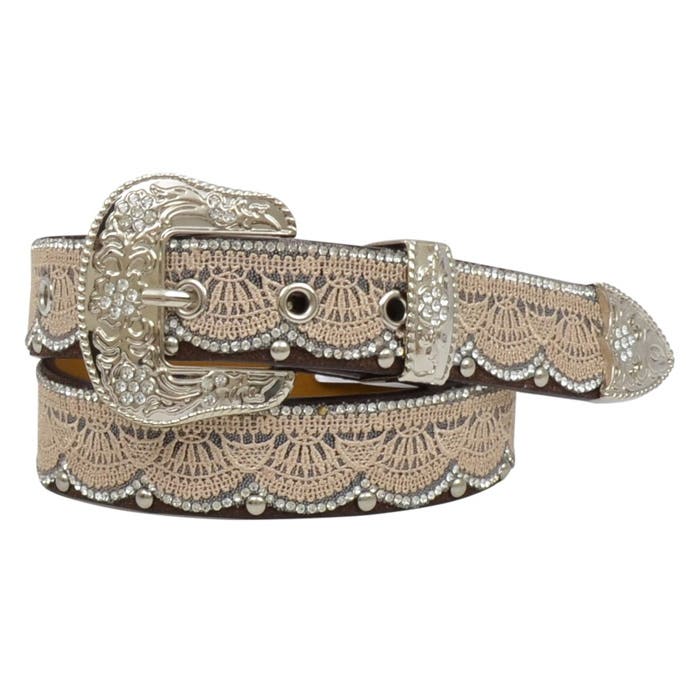 Angel Ranch Fashion Belt, Girl's, XL, Silver Buckle, Leather, Brown