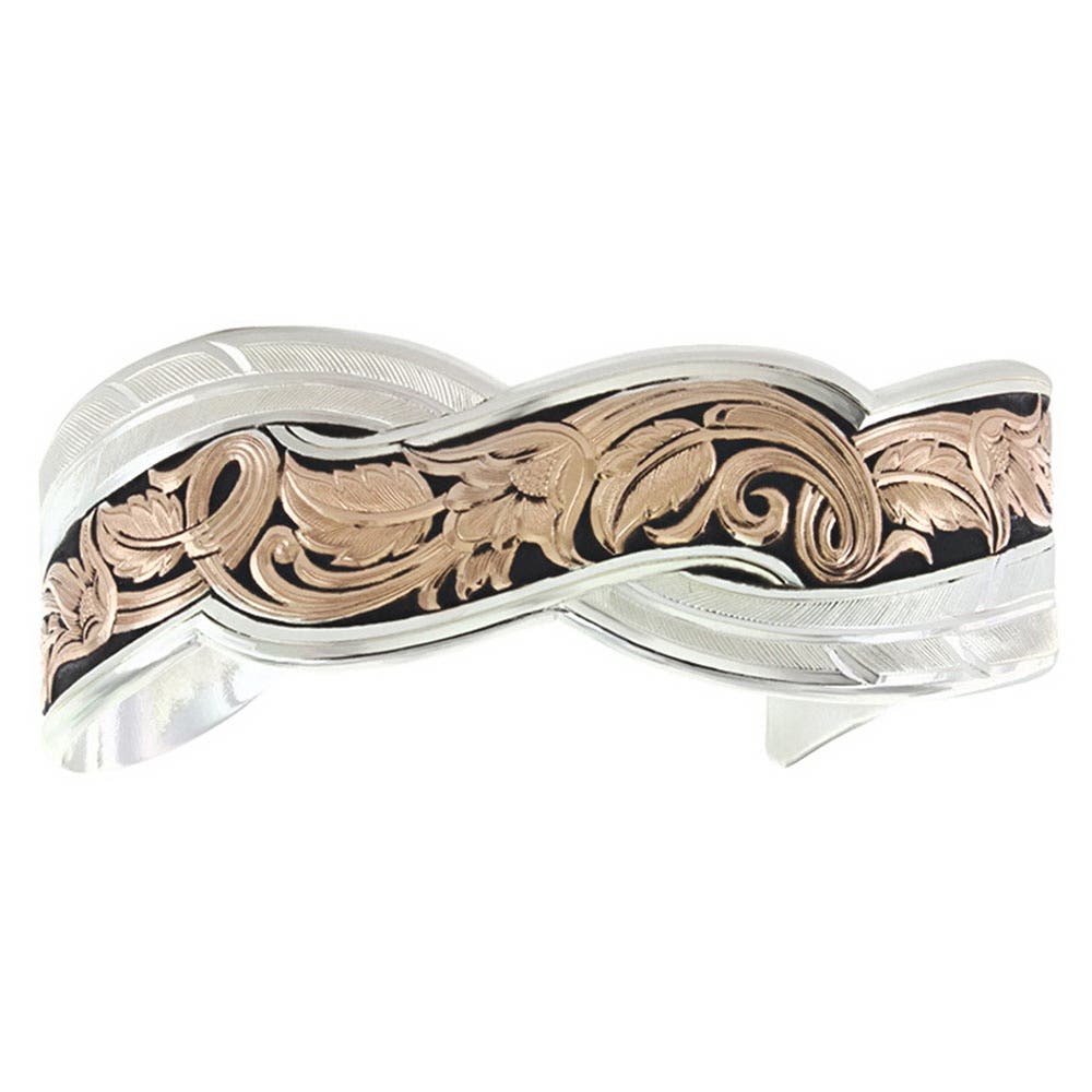 Montana Silversmiths Two Tone Sweeping Leather Cuff Bracelet