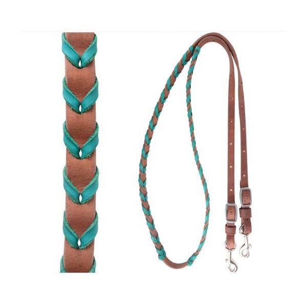 Martin Saddlery Latigo Laced Barrel Rein, 5/8 in, Leather, Turquoise