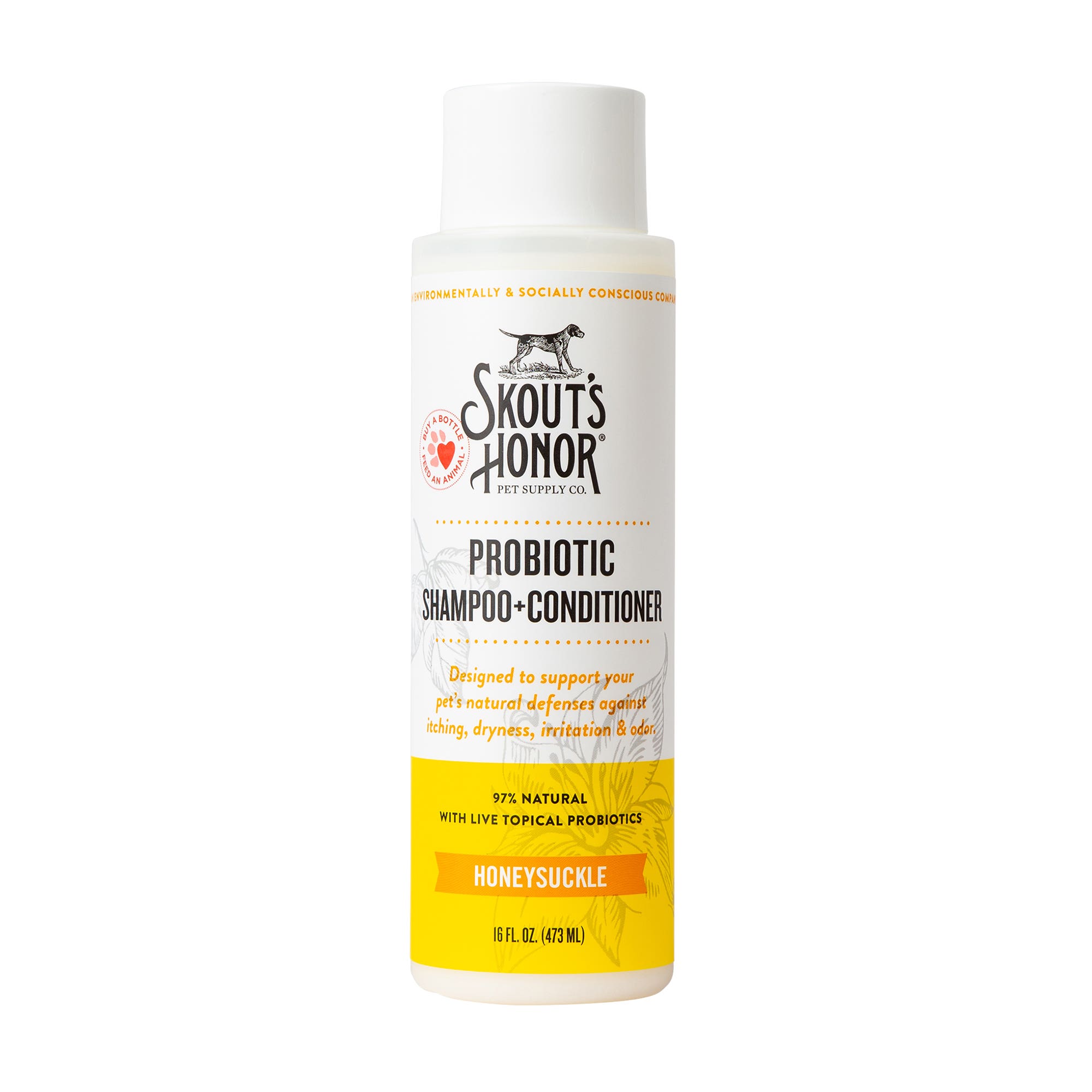 Skout's Honor Probiotic Pet Shampoo Plus Conditioner- 16 Oz., Honeysuckle