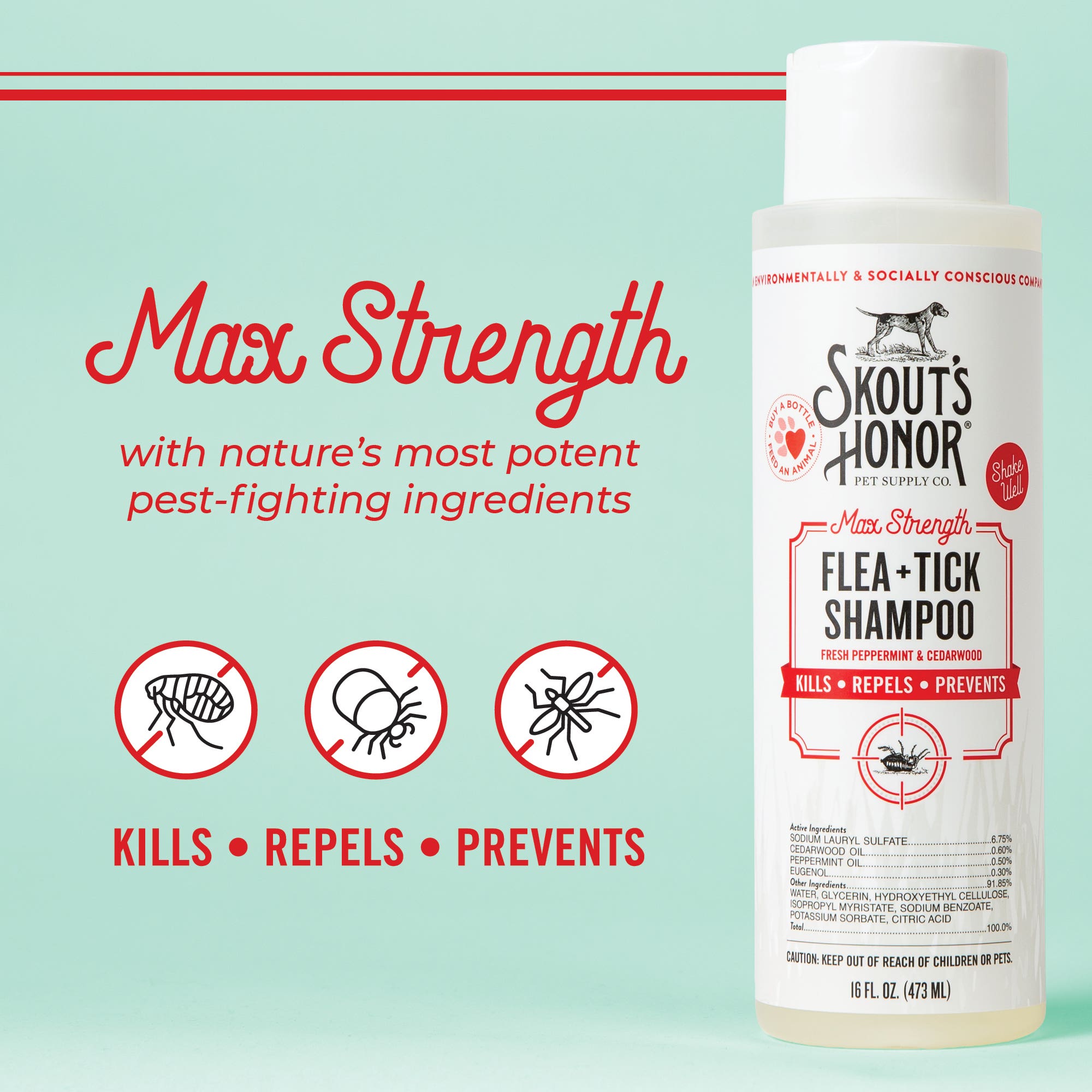 Skout's Flea+Tick Series Shampoo, 16 oz Bottle