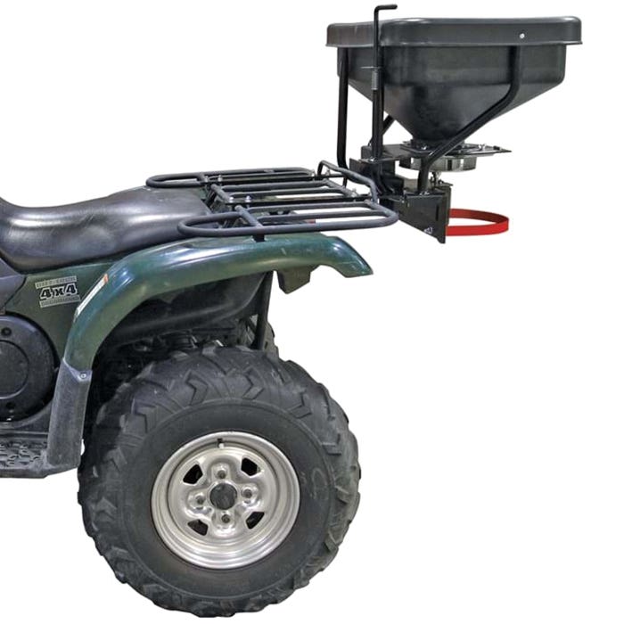 Fimco ATV Dray Material Spreader, 145 lb Hopper, 5 to 45 ft W Spreading