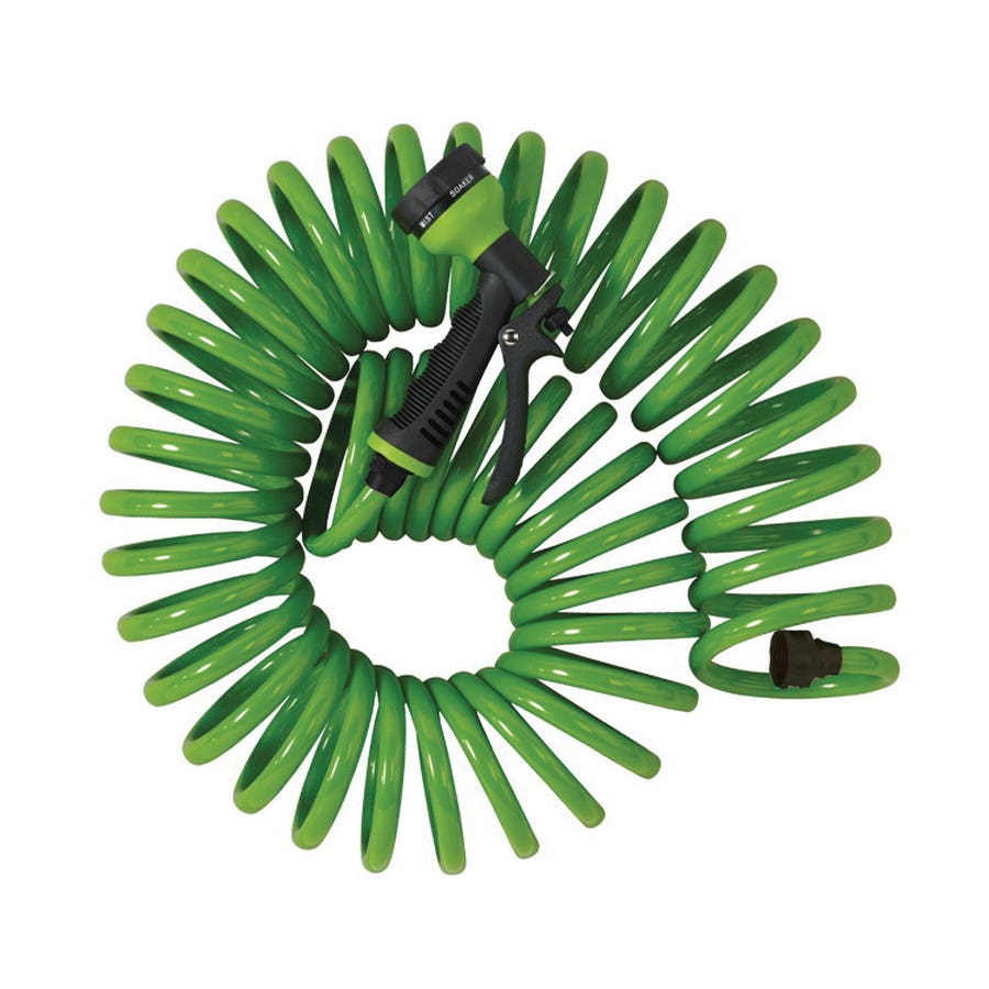 Orbit Irrigation Products Coil Hose and Nozzle Set, 50 ft L, Green