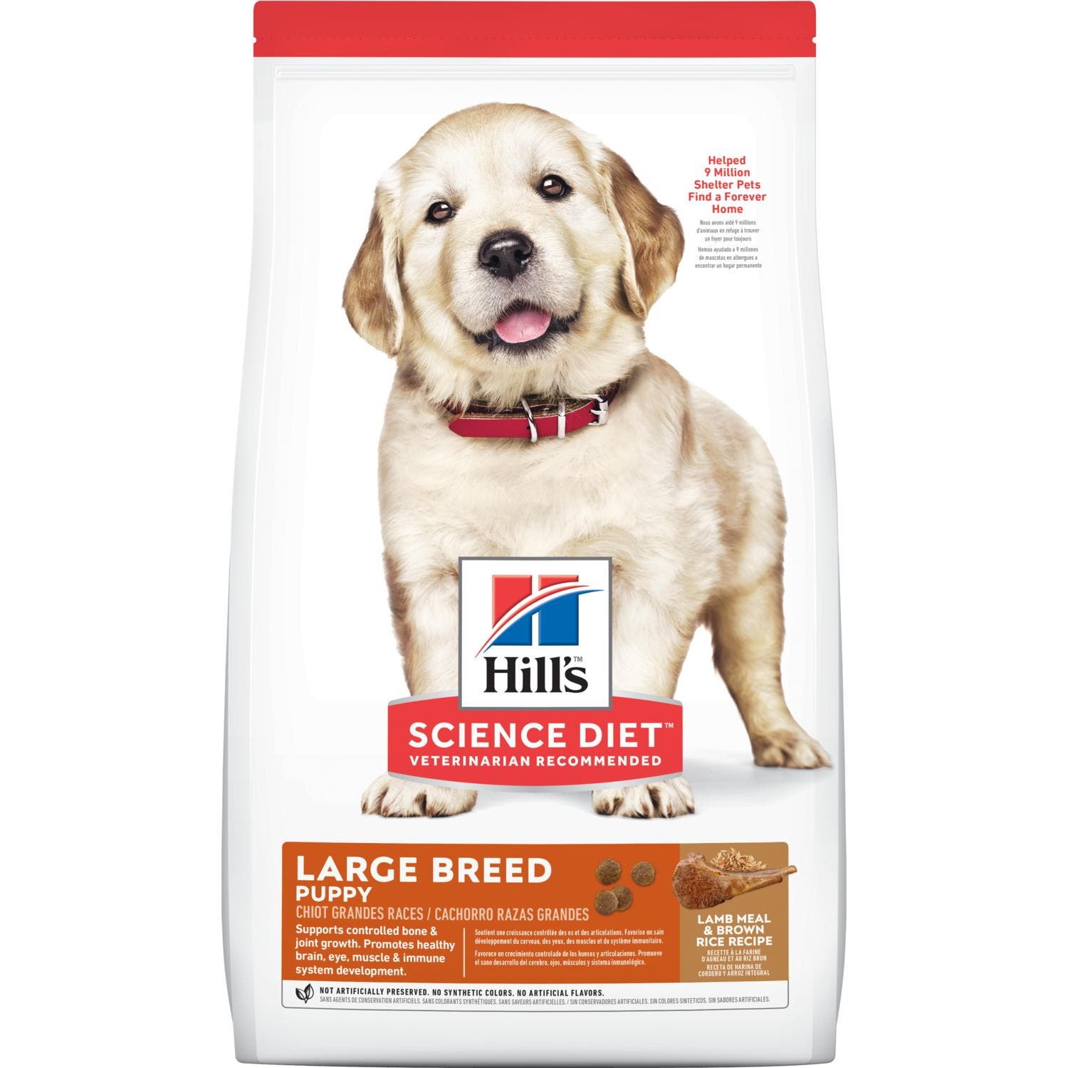 Science Diet 2034 Dog Food, L, Puppy Breed, Dry, Brown Rice, Lamb Flavor, 30 lb