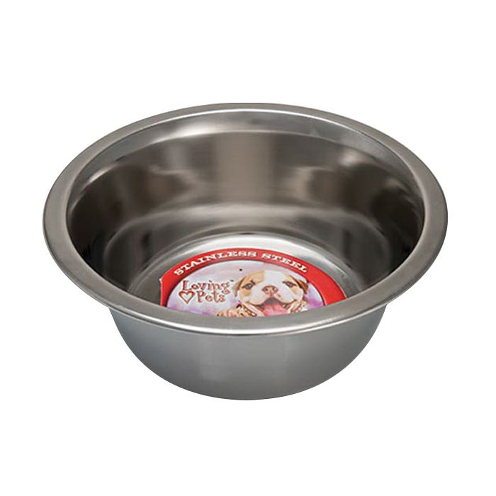 Loving Pets Ruff N' Tuff 7203 Dog Dish Bowl, 64 oz Volume, Stainless Steel