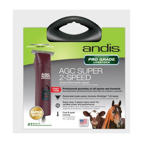 Andis Super Clipper with T-84 Detachable Blade, 2-Speed, Corded, Polymer, Burgundy, Matte Maroon